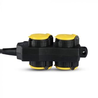   V-TAC 4-es kültéri elosztó 1.5mm x 3m IP44 fekete + sárga - 8814