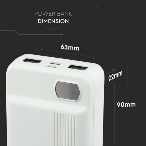 V-TAC Powerbank (hordozható töltő) 10000mAh fehér - 8851