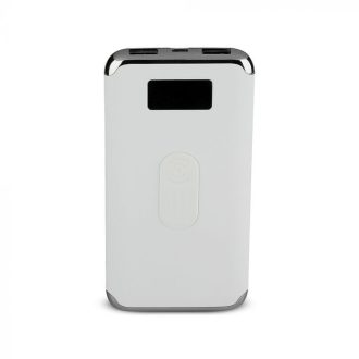   V-TAC Powerbank kijelzővel, vezeték nélküli töltéssel 10000mAh fehér - 8854
