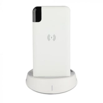   V-TAC POWER BANK 8000mAh vezetéknélküli töltő dokkoló kijelzővel - Fehér - 8861
