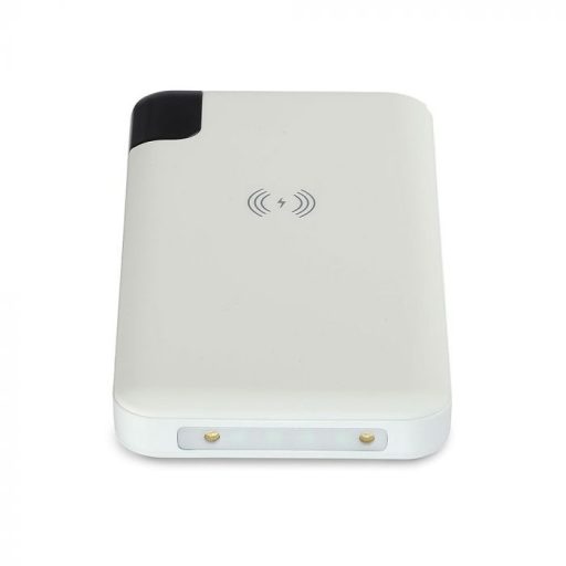 V-TAC POWER BANK 8000mAh vezetéknélküli töltő dokkoló kijelzővel - Fehér - 8861