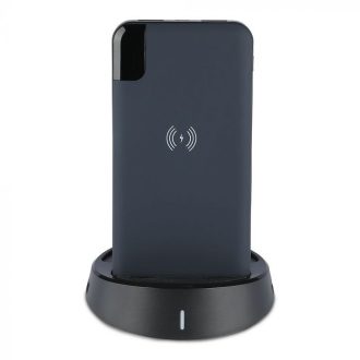   V-TAC POWER BANK 8000mAh vezetéknélküli töltő dokkoló kijelzővel - sötét kék - 8862
