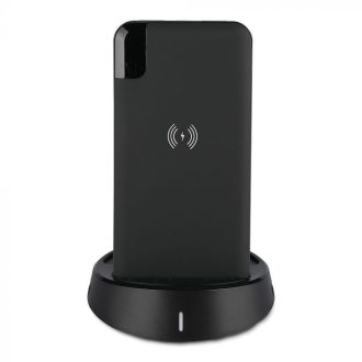   V-TAC POWER BANK 8000mAh vezetéknélküli töltő dokkoló kijelzővel - fekete - 8863