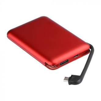   V-TAC POWER BANK (hordozható töltő) 5000mAh LED kijelző, beépített kábellel - piros - 8866