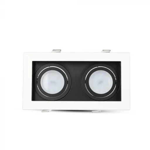 V-TAC Led 2 x GU10 Spot Keret Négyzet fehér-fekete - alumínium - 8877