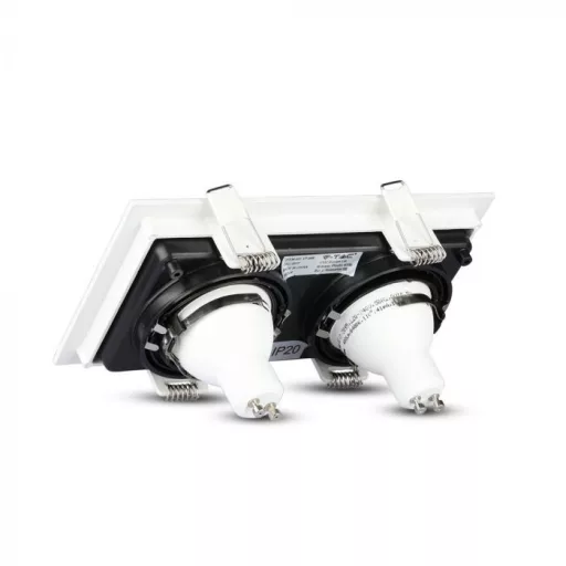 V-TAC Led 2 x GU10 Spot Keret Négyzet fehér-fekete - alumínium - 8877