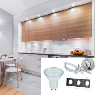  LED Spot lámpa szett:3 X GU10 SPOT KERET NÉGYZET FEHÉR-FEKETE - ALUMÍNIUM, GU10 4,5 W meleg fehér, GU10 foglalat  - 8878 szett