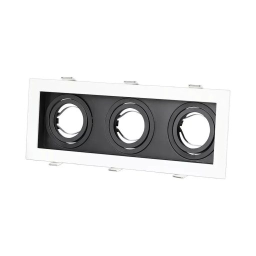 LED Spot lámpa szett:3 X GU10 SPOT KERET NÉGYZET FEHÉR-FEKETE - ALUMÍNIUM, GU10 4,5 W meleg fehér, GU10 foglalat  - 8878 szett