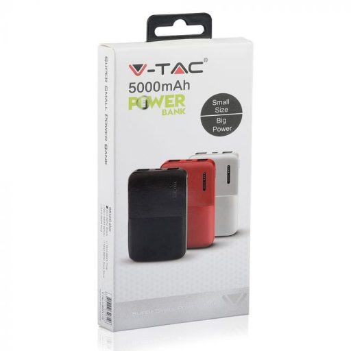 V-TAC POWER BANK (hordozható töltő) 5000mAh - fekete - 8892