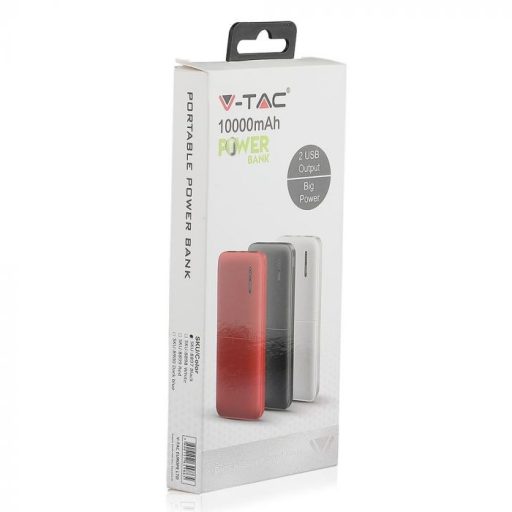V-TAC POWER BANK (hordozható töltő) 10000mAh - fekete - 8897