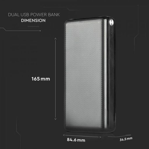V-TAC POWER BANK (hordozható töltő) 30.000 mAh Dual USB - fekete - 8901