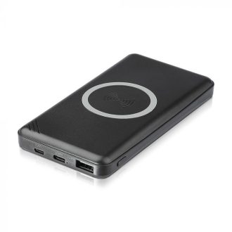   V-TAC POWER BANK (hordozható töltő), Vezeték nélküli töltéssel 10.000mAh USB C kábellel - fekete - 8909