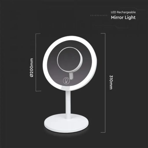 V-TAC LED 5W Tölthető dimmelhető sminktükör 6500K - 8931