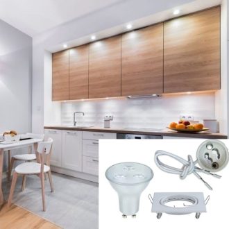   LED Spot lámpa szett: FEHÉR BEÉPÍTHETŐ ÉS BILLENTHETŐ NÉGYZET ALAKÚ keret, GU10 4,5W meleg fehér, GU10 foglalat (kettesével rendelhető) - 8941 szett