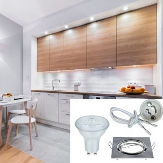   LED Spot lámpa szett: SZATÉN NIKKEL BEÉPÍTHETŐ ÉS BILLENTHETŐ NÉGYZET ALAKÚ keret, GU10 3W meleg fehér, GU10 foglalat (kettesével rendelhető) - 8942 szett