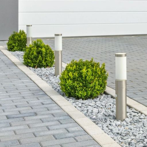 V-TAC E27 Kerti állólámpa mozgásérzékelővel, kör szatén nikkel 450 mm IP44 - 8964
