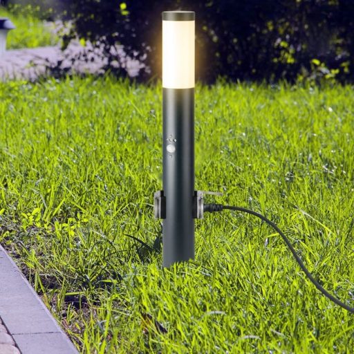 V-TAC E27 Kerti állólámpa mozgásérzékelővel + 2 db EU csatlakozó, kör szürke 600 mm IP44 - 8976