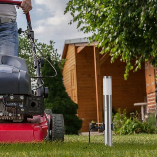 V-TAC E27 Kerti állólámpa mozgásérzékelővel + 2 db EU csatlakozó, kör szatén nikkel 600 mm IP44 - 8977