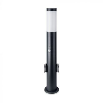   V-TAC E27 Kerti állólámpa mozgásérzékelővel + 2 db EU csatlakozó, kör fekete 600 mm IP44 - 8979