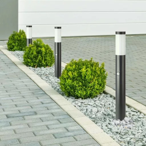 V-TAC E27 Mozgásérzékelős Kerti állólámpa, kör, fekete 800 mm IP44 - 8984