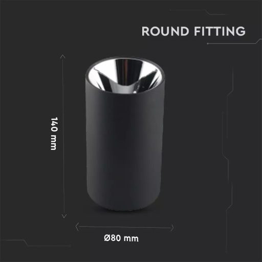 V-TAC Led GU10 Spot Falon kívüli keret kör forma - fekete,króm - 8998