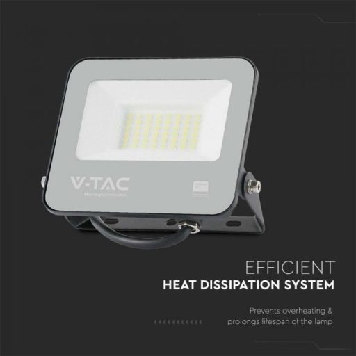V-TAC 30W LED reflektor  4000K fekete házas 185lm/W - 9255