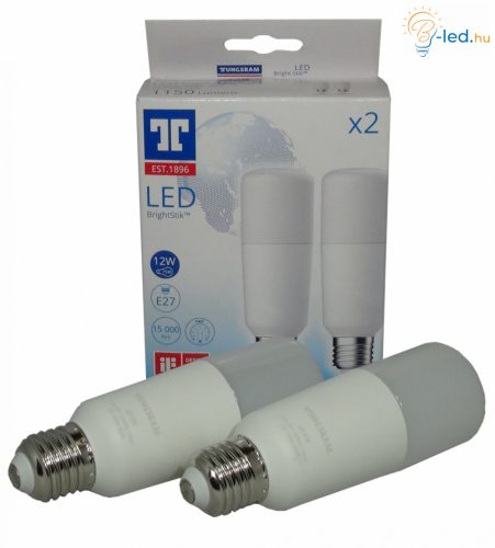 TUNGSRAM LED lámpa csomag (2 db) E27 T45 12W 240° 6500K STIK, henger - 93110198