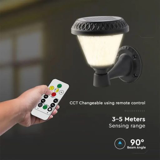 V-TAC LED Napelemes (Solar) fali lámpa 0,8W - CCT - fekete - 93575