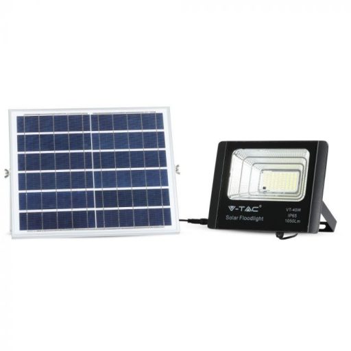 V-TAC 16W LED napelemes (SOLAR) reflektor távirányítóval 120° 6000K fekete házas  - 94008