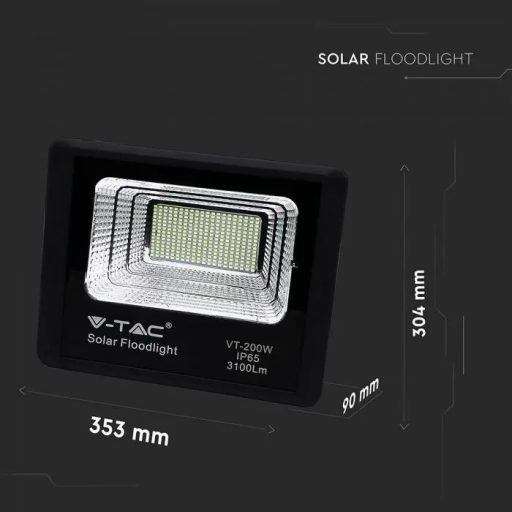 V-TAC 40W LED napelemes (SOLAR) reflektor távirányítóval 120° 6000K fekete házas  - 94026