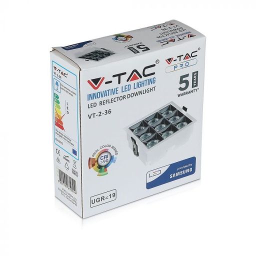 V-TAC LED Mélysugárzó SAMSUNG Chip 36W SMD Reflektor 36° fehér 2700K - 999