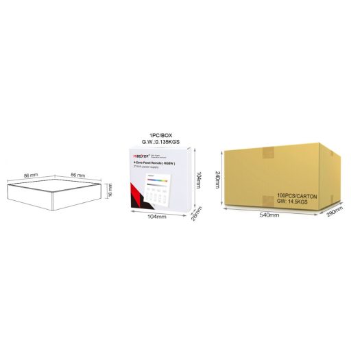 Mi Light - Miboxer Falra Szerelhető 4 Zónás Panel távirányító RGB+W LED szalaghoz - B3
