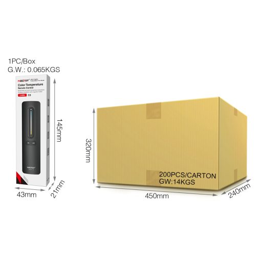 MI LIGHT - MIBOXER RF DIMMER TÁVIRÁNYÍTÓ EGYSZÍNŰ LED SZALAGHOZ - C3