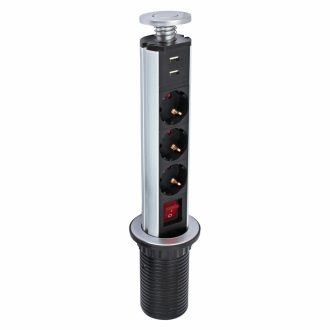   Commel bútorba építhető elosztó 3500W 3x16A 2xUSB 5V 2.1A 250V 1.8m - 234-181