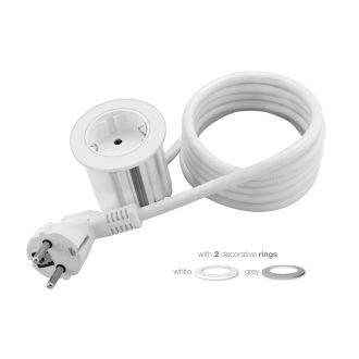   Commel bútorba építhető elosztó 3680W 1x16A 250V 2m fehér+ezüst gyűrűvel - 235-111
