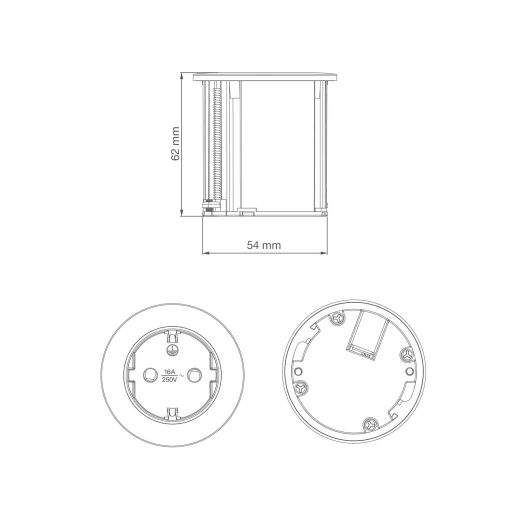 Commel bútorba építhető elosztó 3680W 1x16A 250V 2m fehér+ezüst gyűrűvel - 235-111