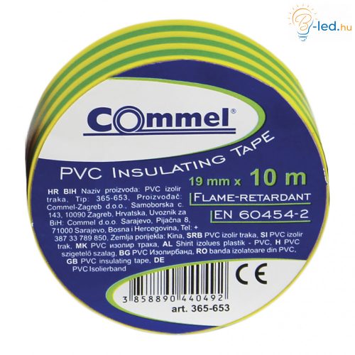 Commel Szigetelő Szalag 19mm x 10m - zöld/sárga - 365-653