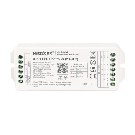 Mi Light - Miboxer RF vezérlő RGB / RGBW / RGB+CCT szalaghoz MAX 20A - FUT037P+
