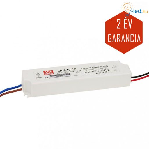 Mean Well LED Műanyagházas szerelhető tápegység 18W 0.75A 24V IP67 - LPH-18-24