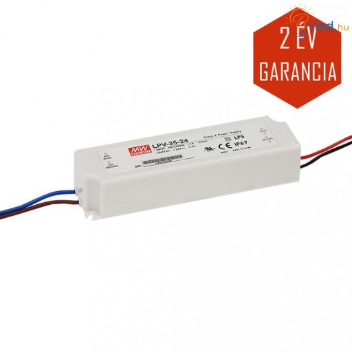 Mean Well LED Műanyagházas szerelhető tápegység 35W 1.5A 24V IP67 - LPV-35-24