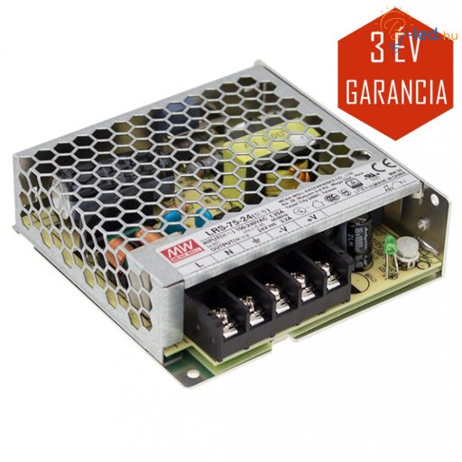 Mean Well LED Fémházas szerelhető tápegység 75W 3.2A 24V IP20 - LRS-75-24