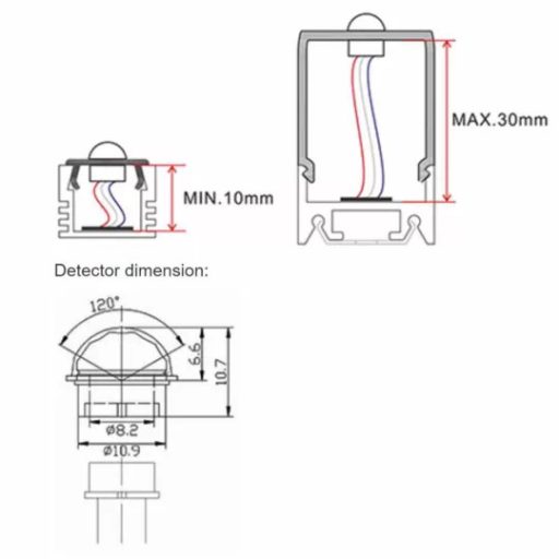 SL LED profil kapcsoló mozgásérzékelős 12/24V 8A - PIR001T