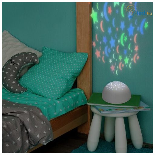 Rábalux Lina Gyereklámpa LED 0,5W kapcsolóval, RGB fényt vetít IP20 fehér RAB1470