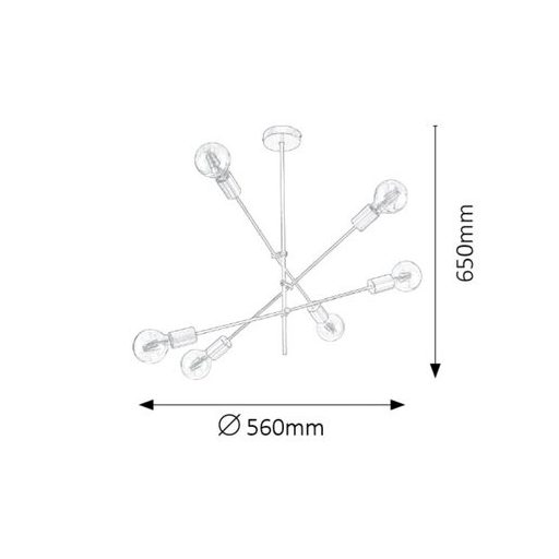 Rábalux Lanny Függeszték E27 6x MAX 15W IP20 fekete RAB2104