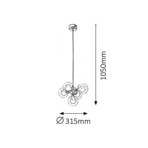 Rábalux Briella Függeszték G9 5x MAX 28W 2700K IP20 króm RAB2623