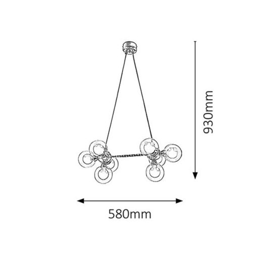 Rábalux Briella Függeszték G9 8x MAX 28W 2700K IP20 króm RAB2624