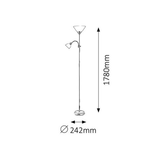 Rábalux Action Állólámpa E27 1x MAX 100W + E14 1x MAX 25W vezetékes kapcsolóval IP20 ezüst RAB4020