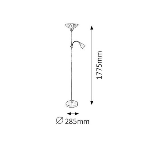 Rábalux Harmony Állólámpa E27 1x MAX 100W + E14 1x MAX 40W vezetékes kapcsolóval IP20 szatin króm RAB4091