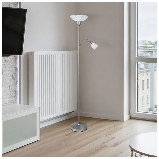 Rábalux Harmony Állólámpa E27 1x MAX 100W + E14 1x MAX 40W vezetékes kapcsolóval IP20 szatin króm RAB4091