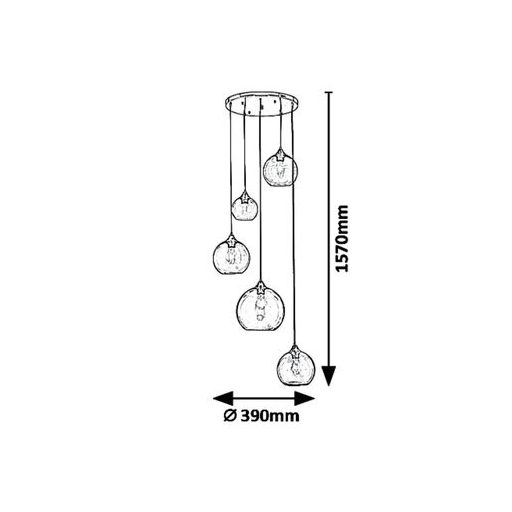 Rábalux Tanesha Függeszték E27 5x MAX 40W IP20 fekete RAB6440